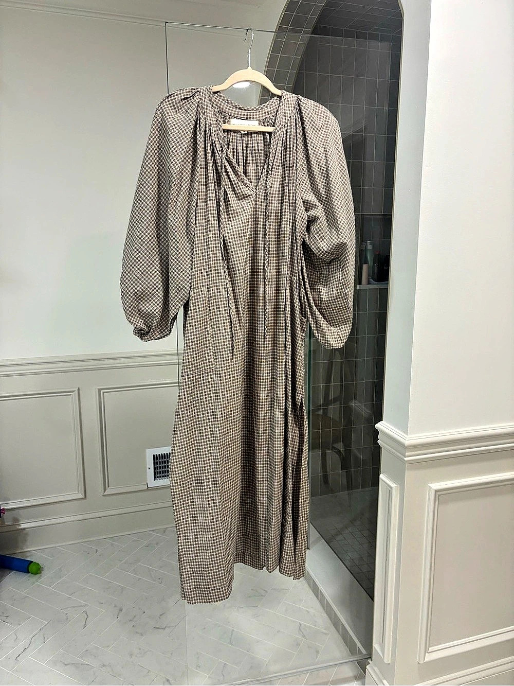 Daughters of India Plaid Maxi Dress in Brown & Black Size Small Like New